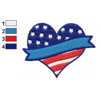 American Flag Heart Embroidery Design 02